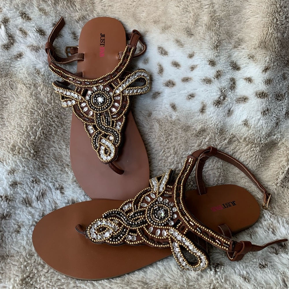 Cute beaded sandals! *Never worn*